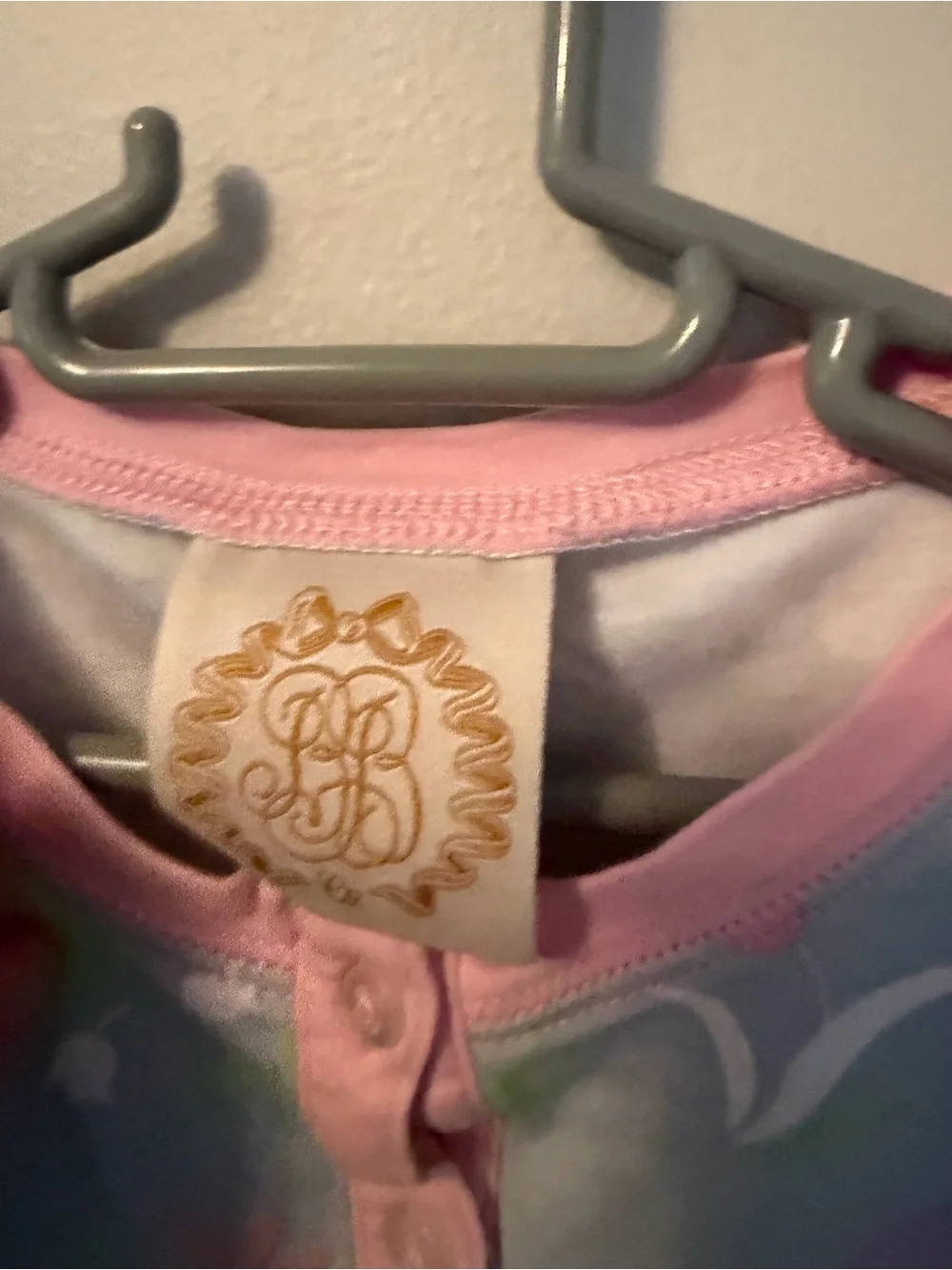 The Beaufort Bonnet Company Light Blue Bunny Print Pajama Set with Pink Trim